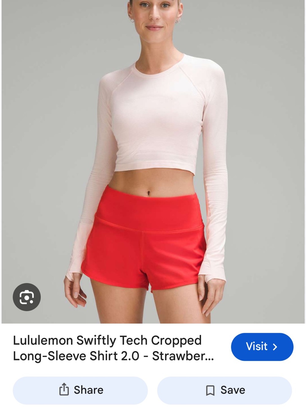 lululemon athletica Cropped Long-Sleeve Top in Pale Pink